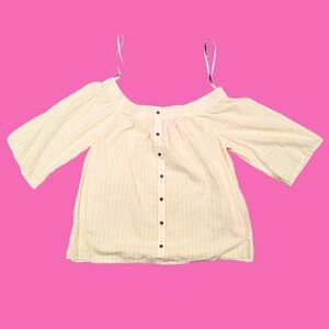 Vero Moda Off-the-Shoulders Yellow and White Stripes Top Size M